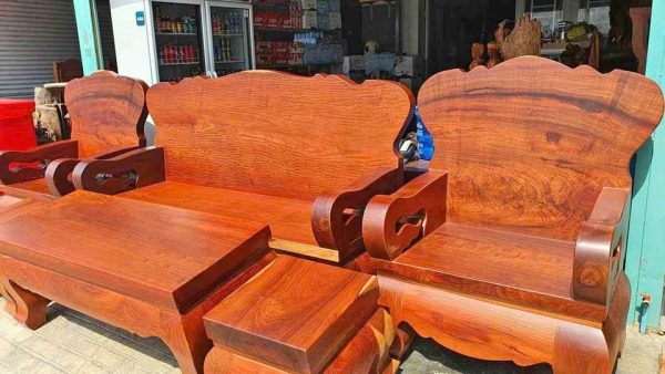 Bộ salon gỗ hương dày 6cm 6 món